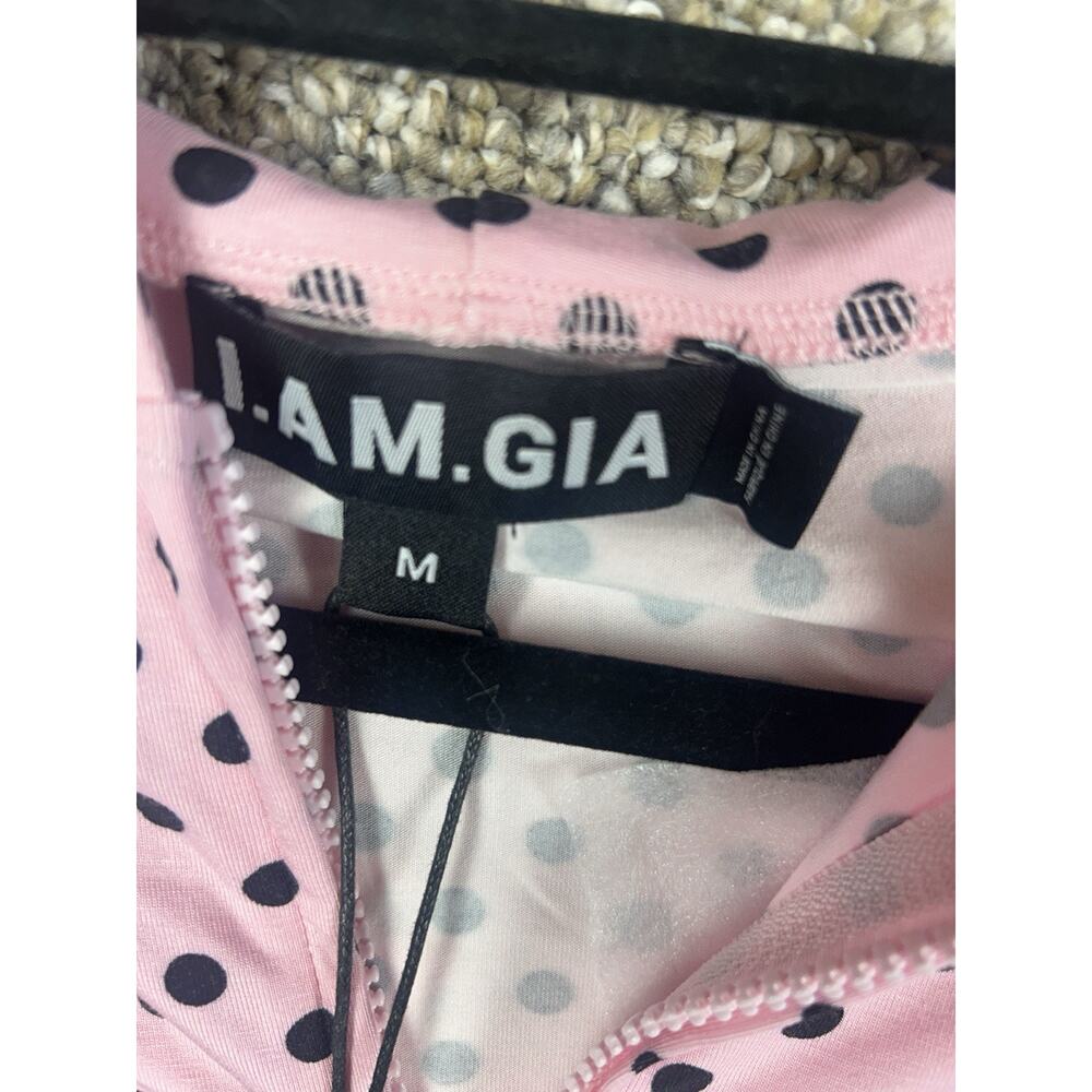 I AM GIA Women's Blare Full Zip Stretch Hoodie Black Pink Polka Dot Sz Medium - Picture 3 of 9